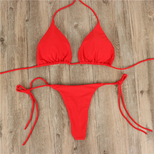 Halter Neck Tie Bikini - Ladies Split Tie Swimsuit - one pieces - micro bikini