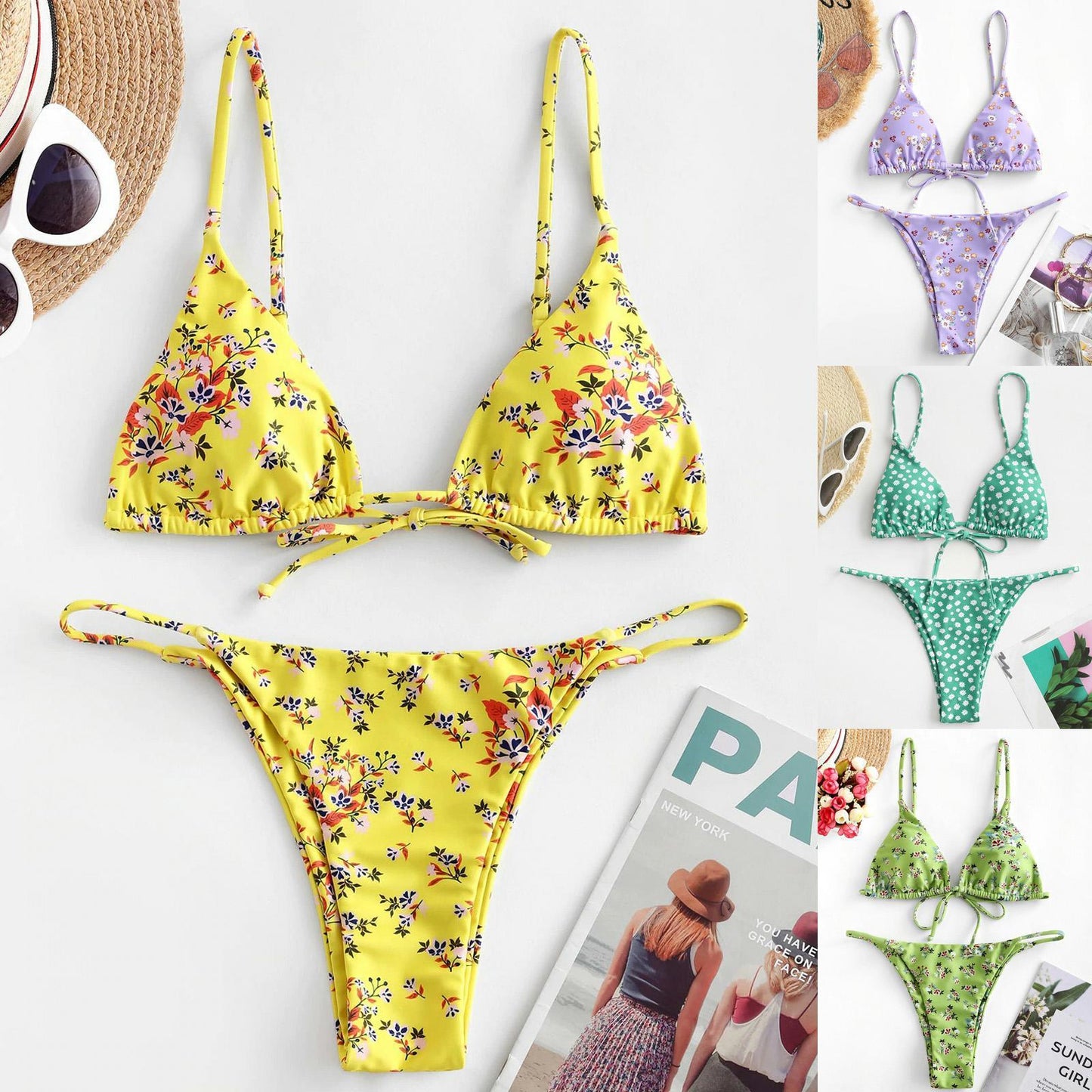 Summer Flowers Print Bikini - Sexy Beach Swimming Suit - Fashion Push Up Swimsuit - One pieces - Micro bikini - Bathing suits