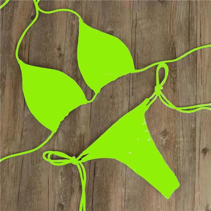 Halter Neck Tie Bikini - Ladies Split Tie Swimsuit - one pieces - micro bikini